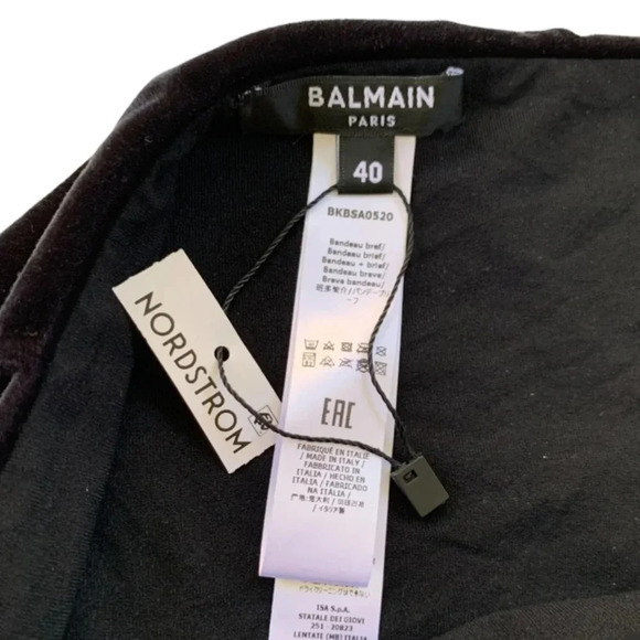 Balmain Designer Velvet Bikini Bottom Black Swim Bottom Size 40 or US Size 8 NWT - Picture 4 of 7